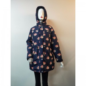 Hölgyek NAVY FLOWER PRINT PUFFER COAT RLWPC0003